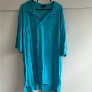 Polo by Ralph Lauren Blue Polo Shirt with V-neck and Three-quarter Sleeves